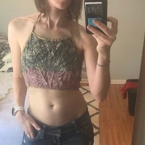 Reversible halter crop bra top hippie small medium